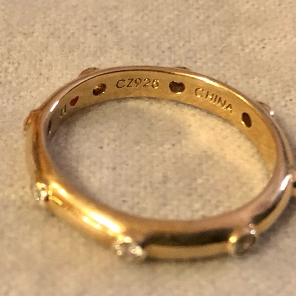 💫 VGUC Set of 2 Hidalgo Gold Vermeil/CZ Stackable Band Rings, SZ 9 💫 - Picture 7 of 11